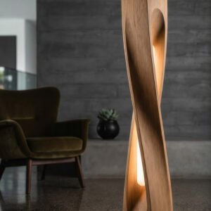 Wooden Sculptural Floor Lamp